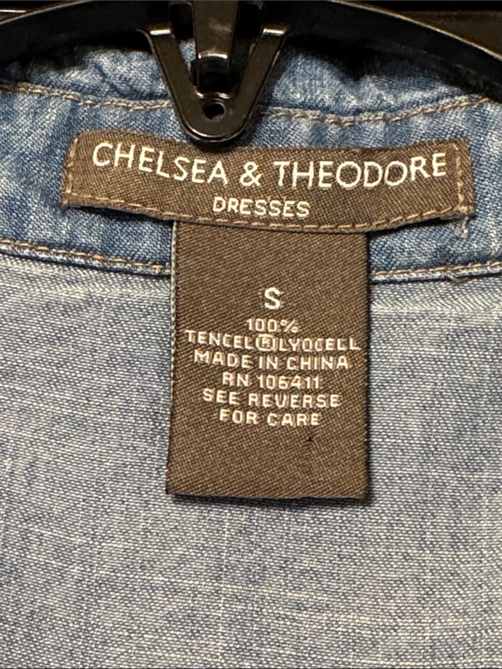 Chelsea & Theodore Light Blue Embroidered Chambray Tunic Dress - Picture 4 of 5